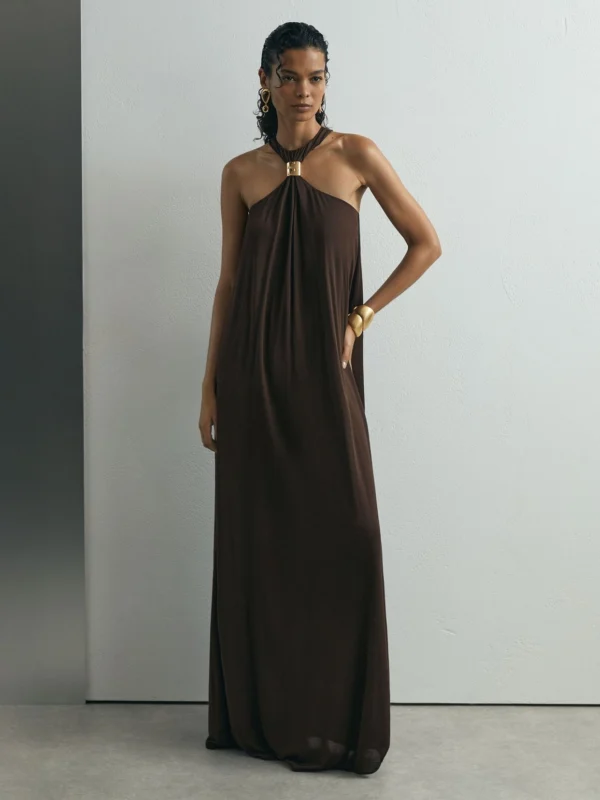 Atelier Atelier Jersey Hardware-detail Maxi Dress, Dark Brown