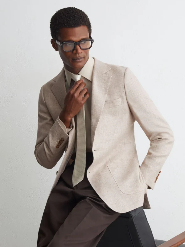 Atelier Atelier Linen-blend Single-breasted Blazer, Oatmeal