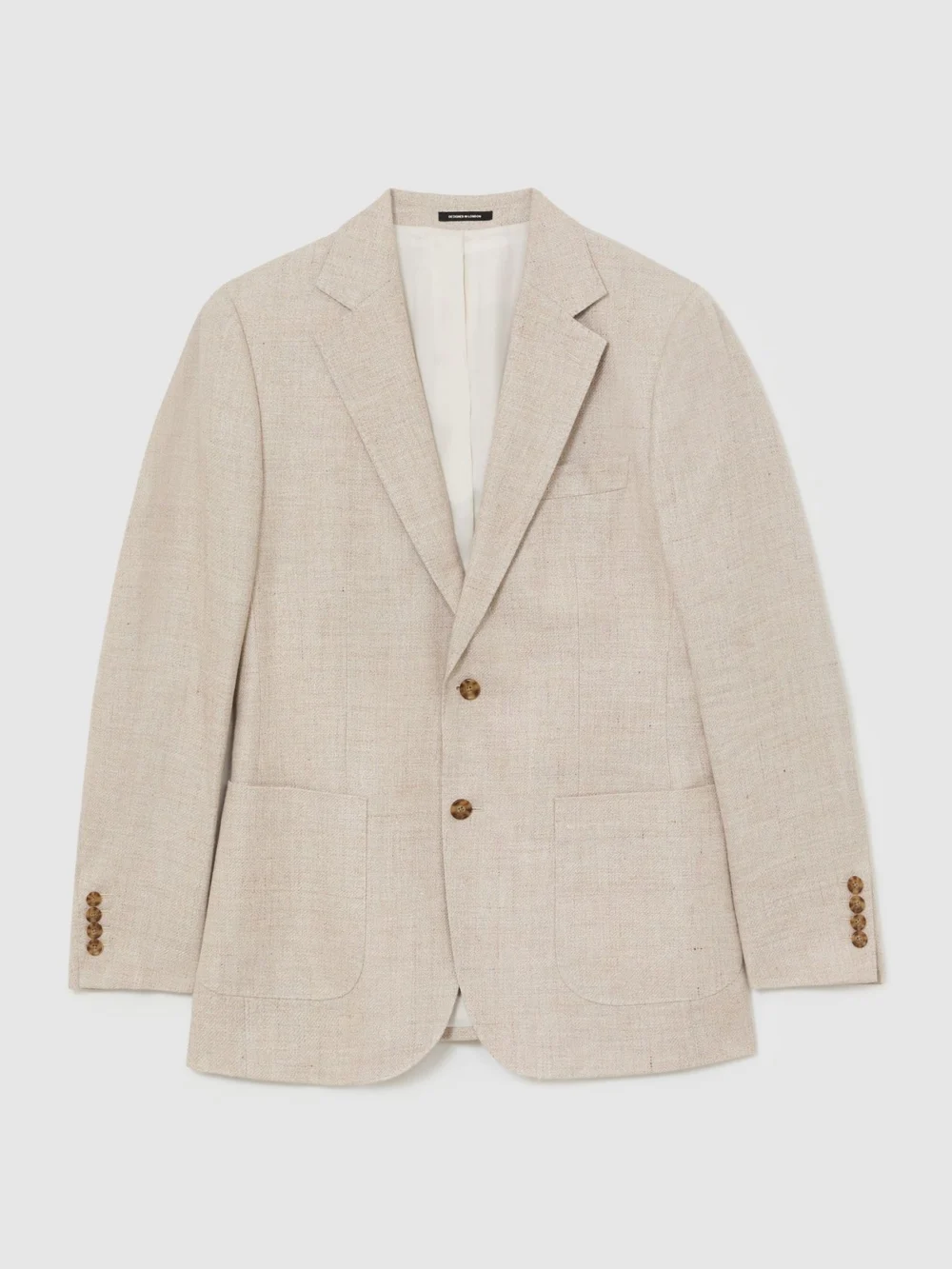 Atelier Atelier Linen-blend Single-breasted Blazer, Oatmeal, view 3
