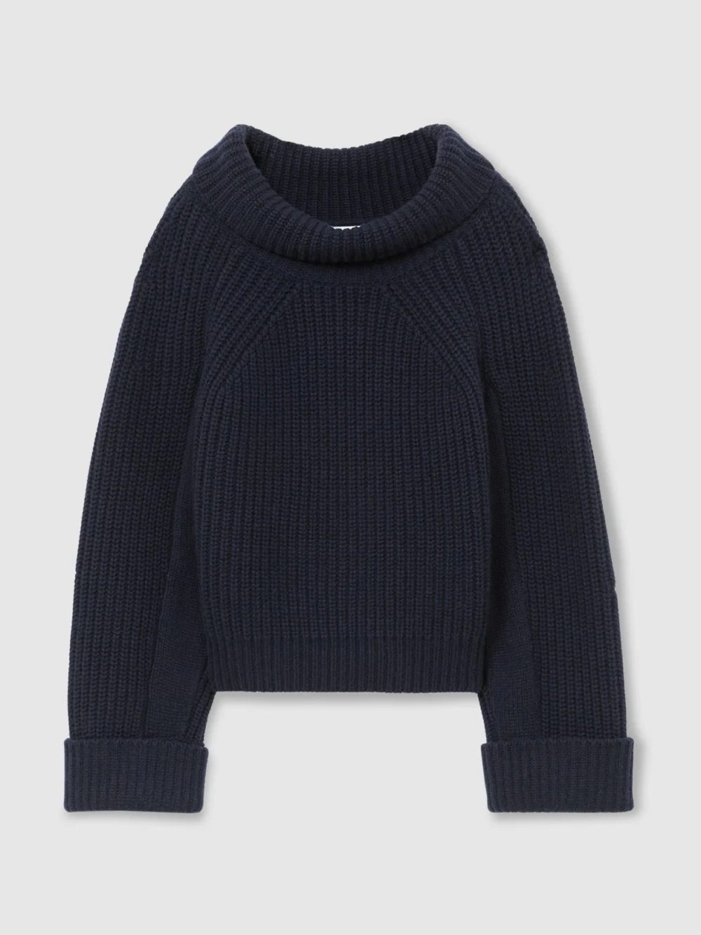Atelier Atelier Navy Wool-cashmere Ribbed Roll-neck Jumper, view 2