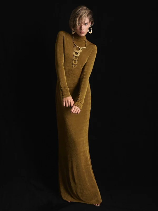 Atelier Atelier Necklace-detail Jersey Maxi Dress, Green