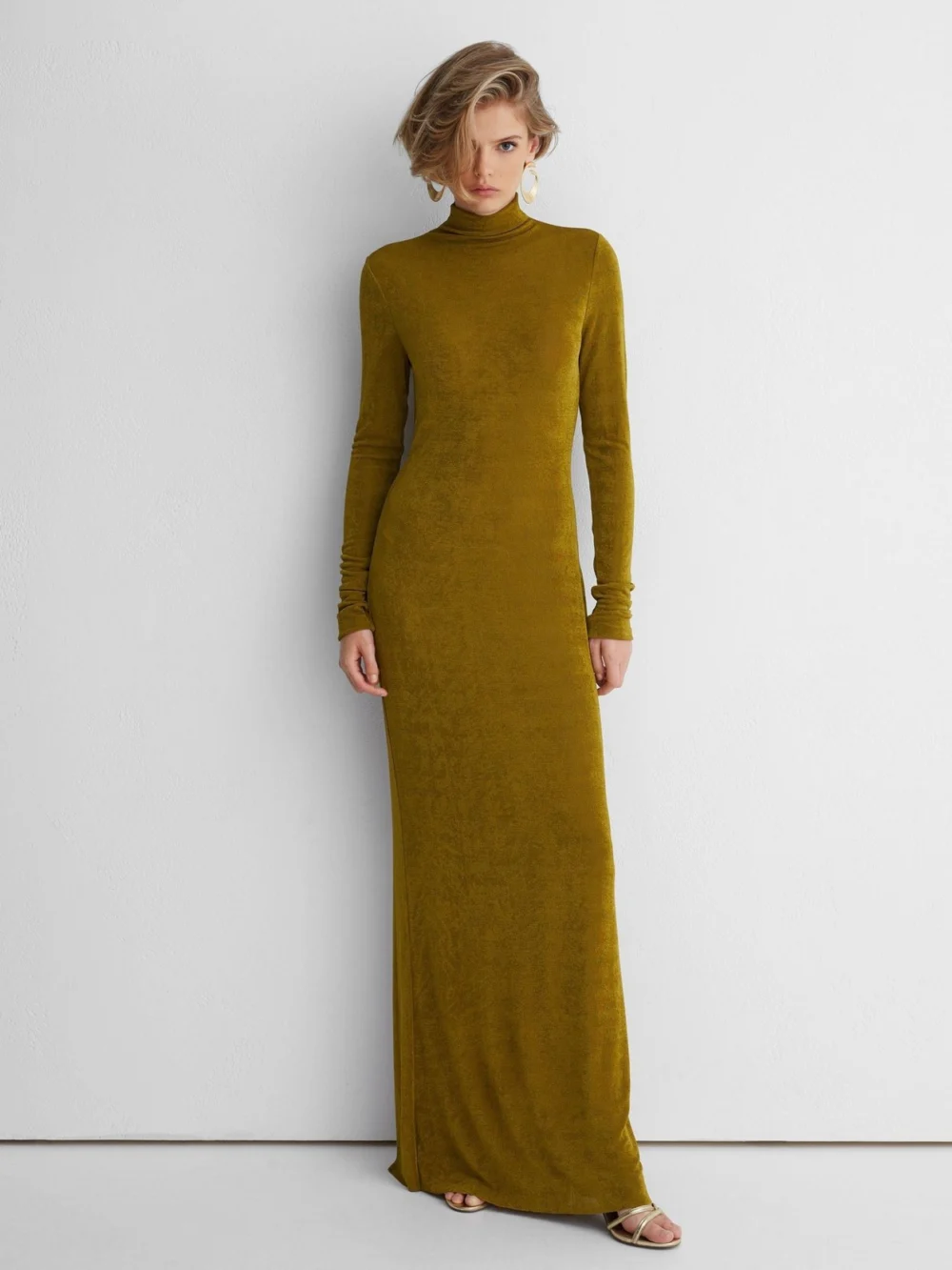 Atelier Atelier Necklace-detail Jersey Maxi Dress, Green, view 3
