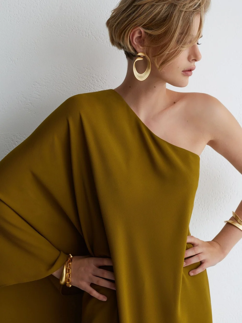 Atelier Atelier One-shoulder Maxi Dress, Green, view 3
