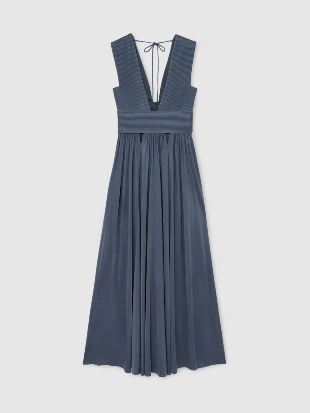 Atelier Atelier Pleated Plunge-neck Maxi Dress, Grey, view 2