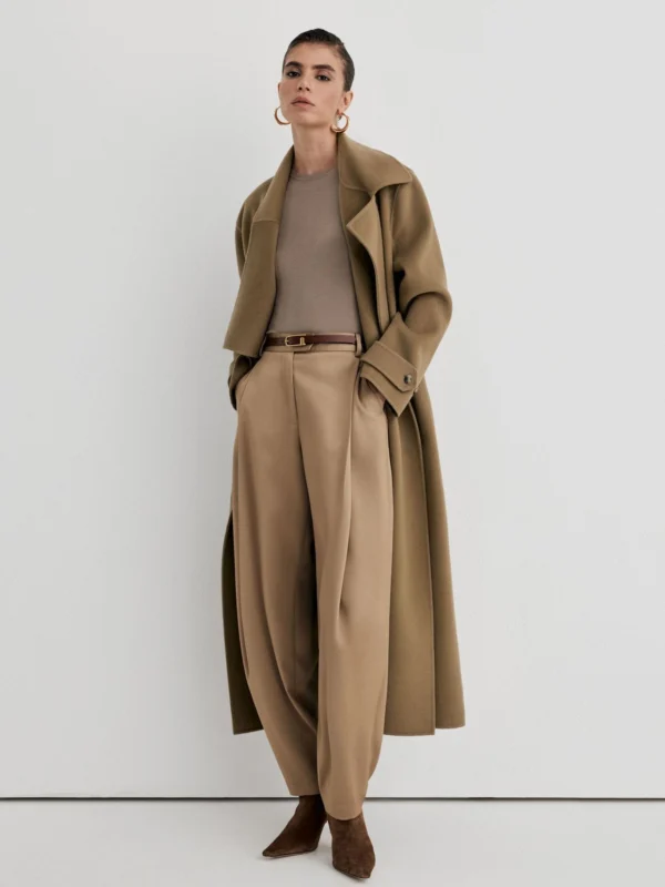 Atelier Atelier Satin Barrel-leg Trousers, Taupe