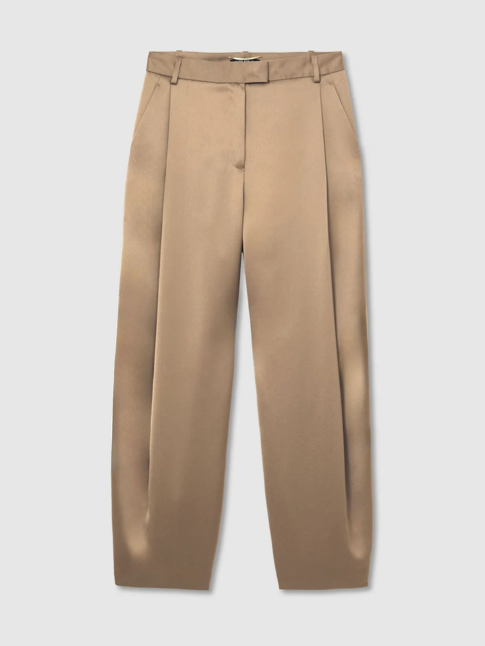 Atelier Atelier Satin Barrel-leg Trousers, Taupe, view 2