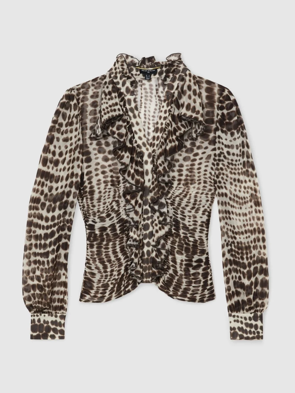 Atelier Atelier Silk-blend Ruffled Blouse, Animal Print, view 2