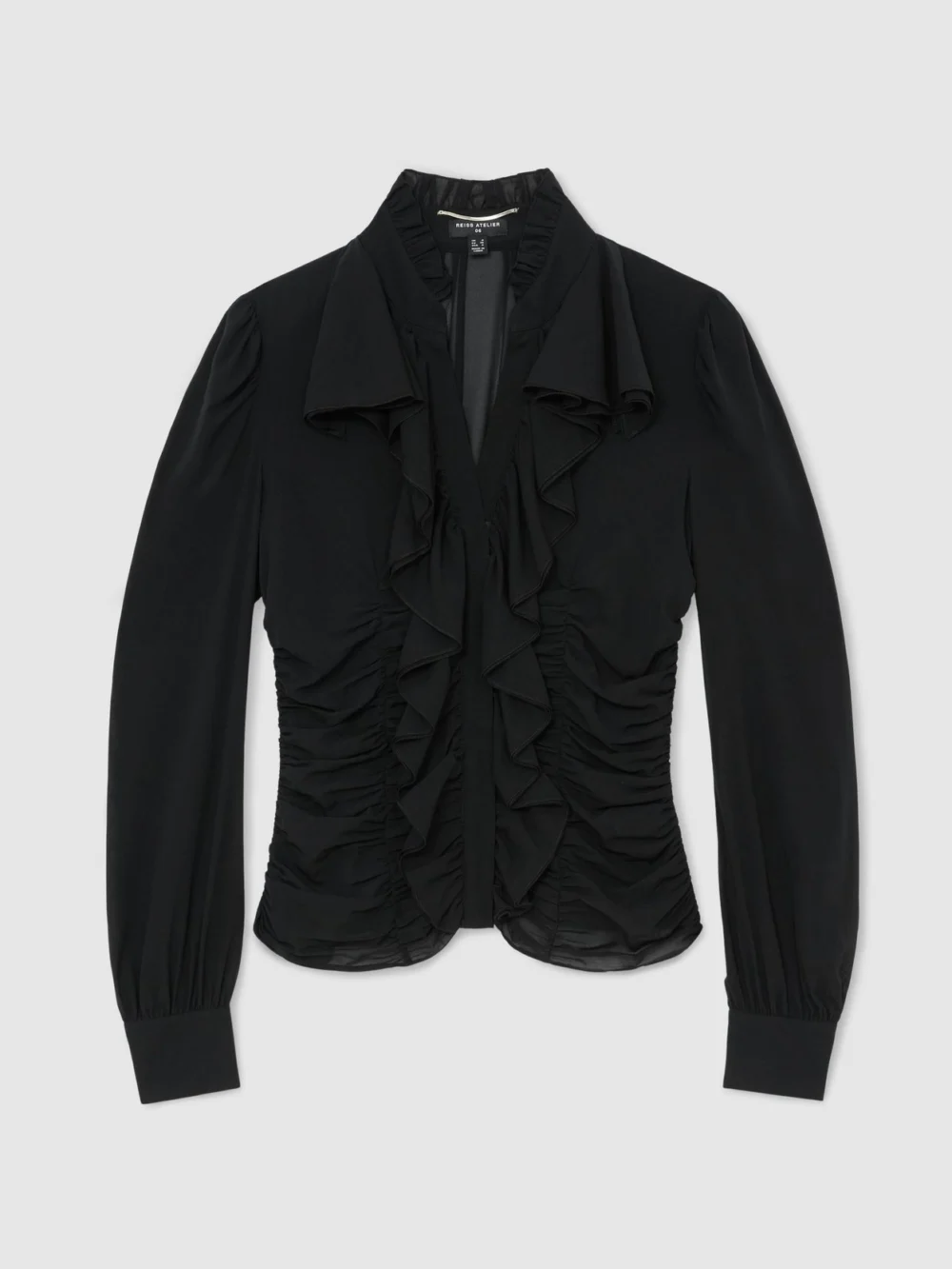 Atelier Atelier Silk-blend Ruffled Blouse, Black, view 2