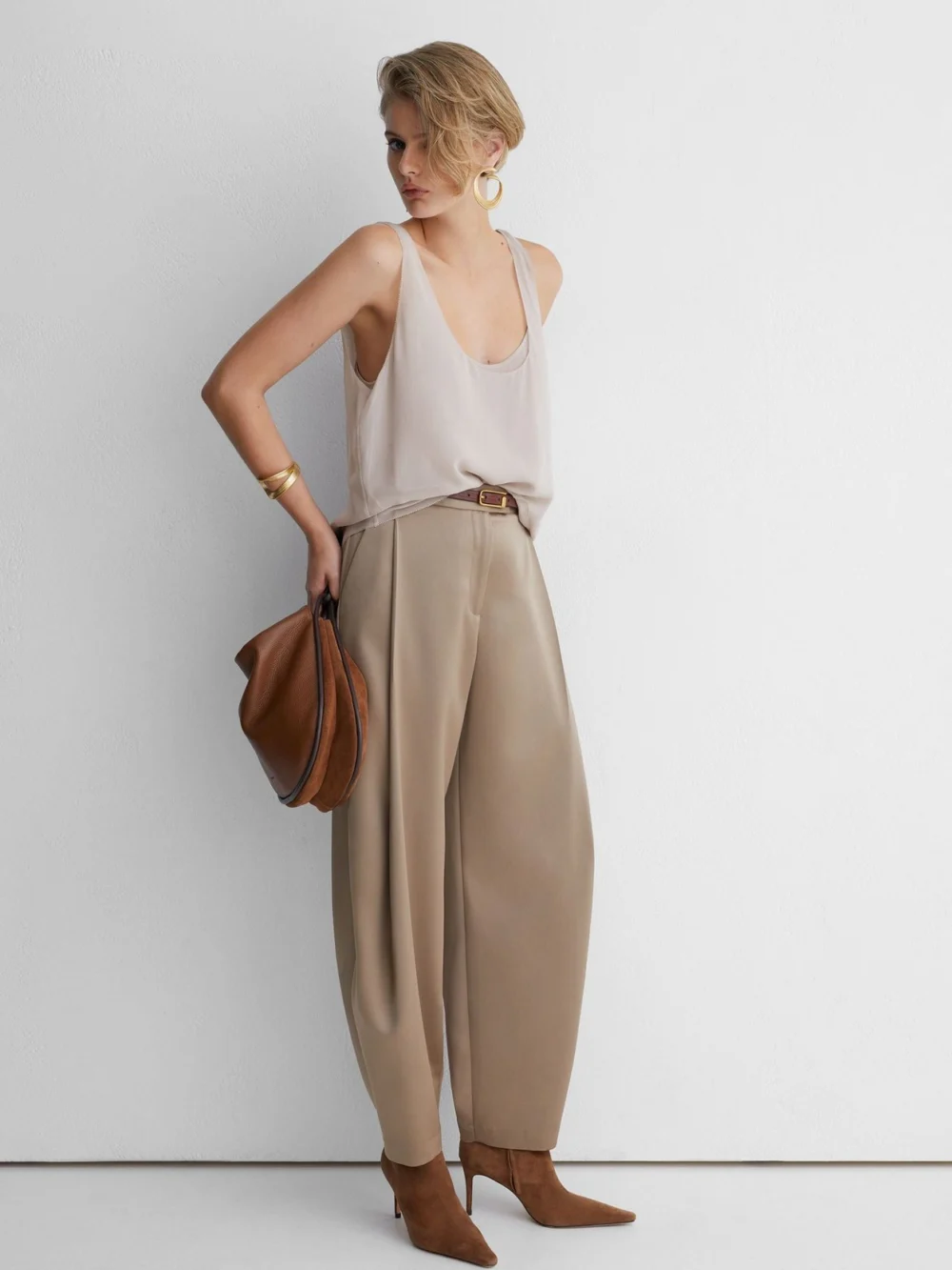 Atelier Atelier Silk-chiffon Layer Vest, Taupe, view 3