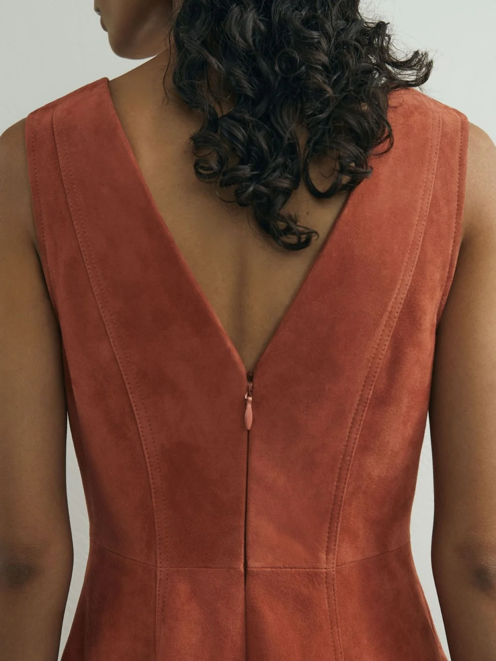 Atelier Atelier Suede Sleeveless Midi Dress, Orange, view 3