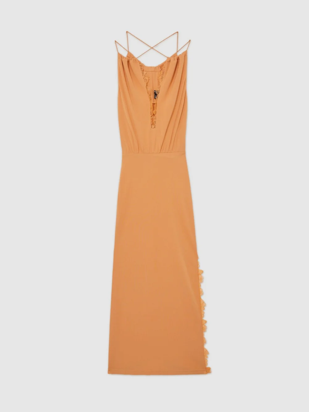 Atelier Atelier Women's Orange Lace Trim Drape Jersey Maxi Dress, view 2