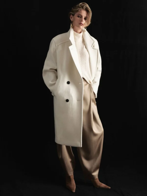 Atelier Atelier Wool-blend Double-breasted Relaxed Coat, Cream