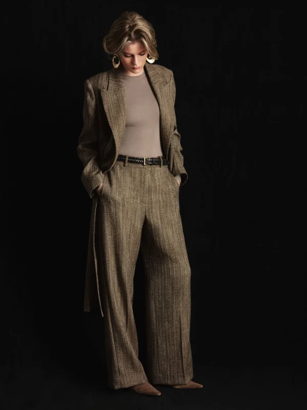 Atelier Atelier Wool-blend Textured Wide-leg Trousers, Brown