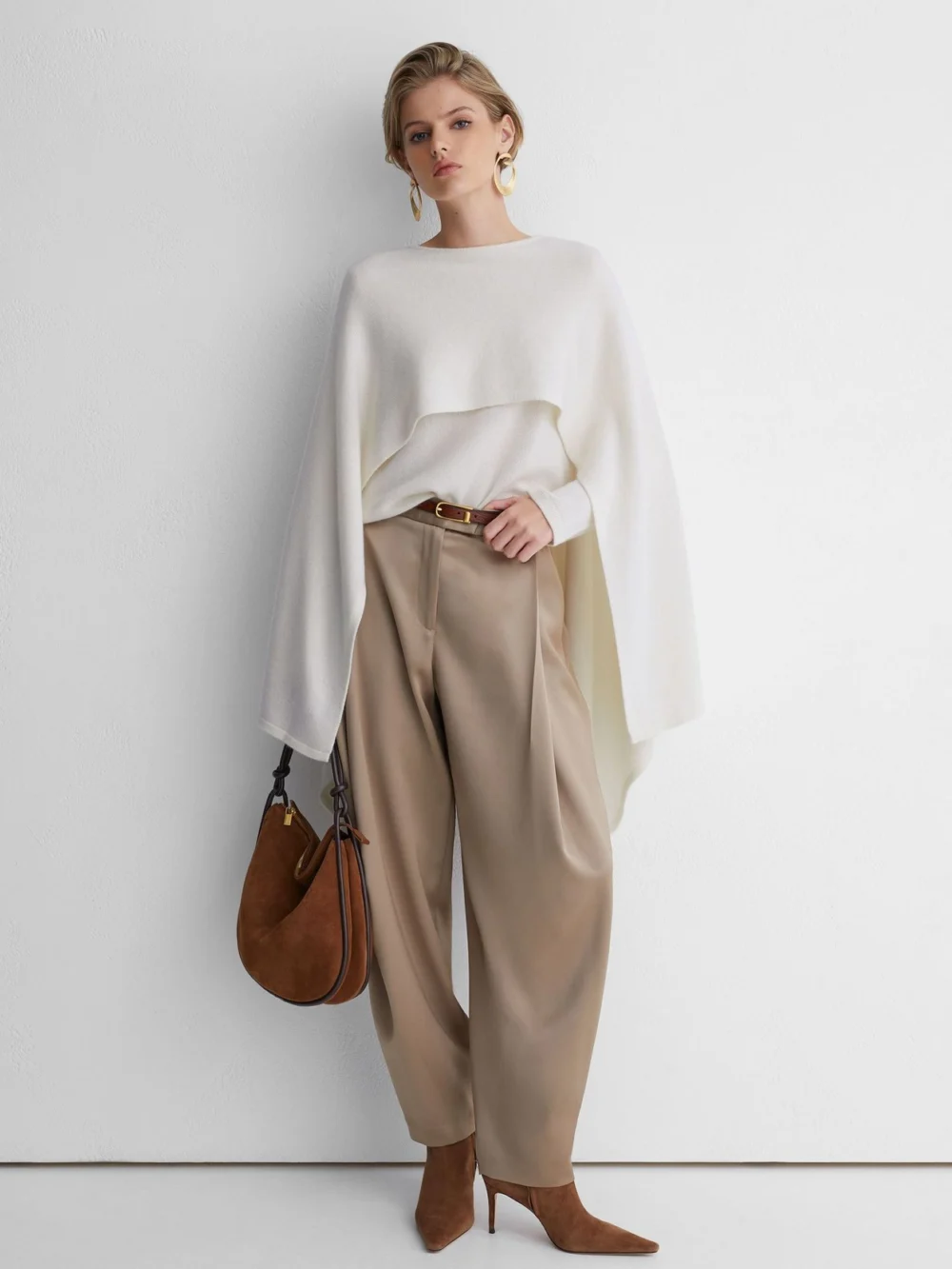 Atelier Atelier Wool-cashmere Cape Knit Jumper, , view 3