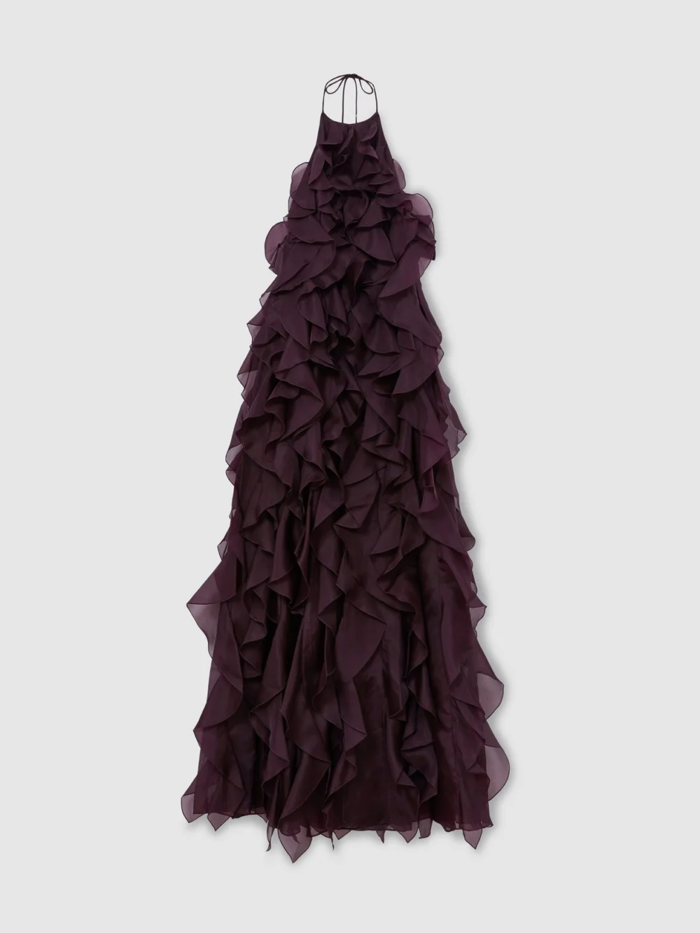 Atelier Grape Burgundy Atelier Silk-organza Ruffle Maxi Dress, view 2
