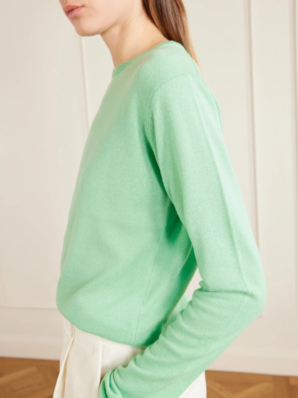 Close-up detail of the Auralee Cashmere and Silk-blend Sweater