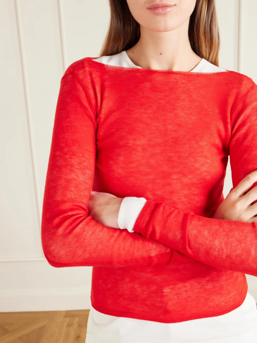 Close-up detail of the Auralee Cashmere Sweater