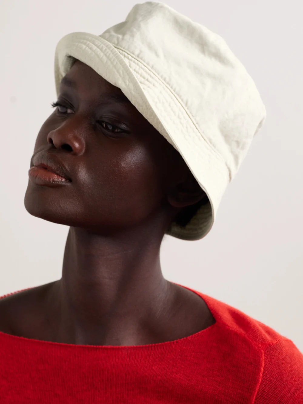 Auralee + Kijima Takayuki Finx Cotton-twill Bucket Hat, styled view