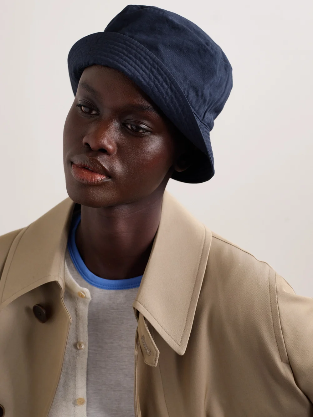 Auralee + Kijima Takayuki Finx Cotton-twill Bucket Hat, styled view