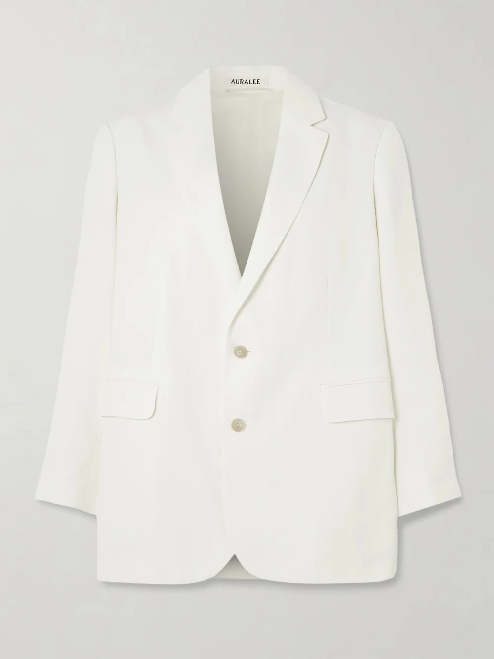 Auralee Oversized Wool, Cotton and Linen-blend Oxford Blazer in off-white