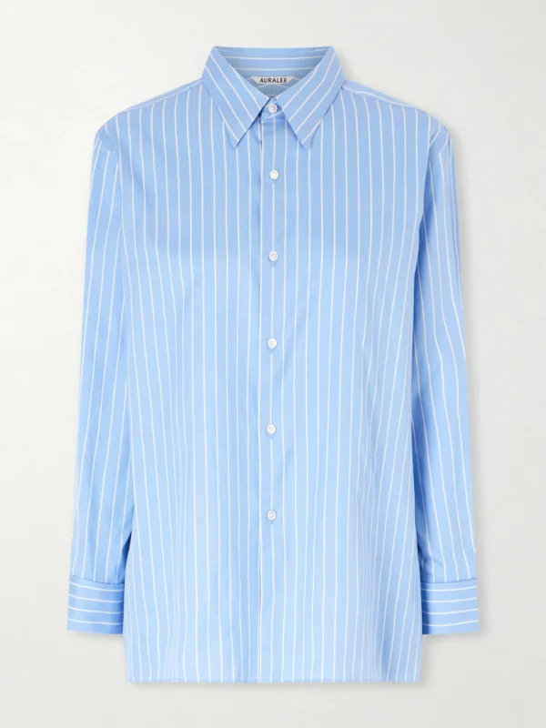 Auralee Striped Cotton and Silk-blend Shirt