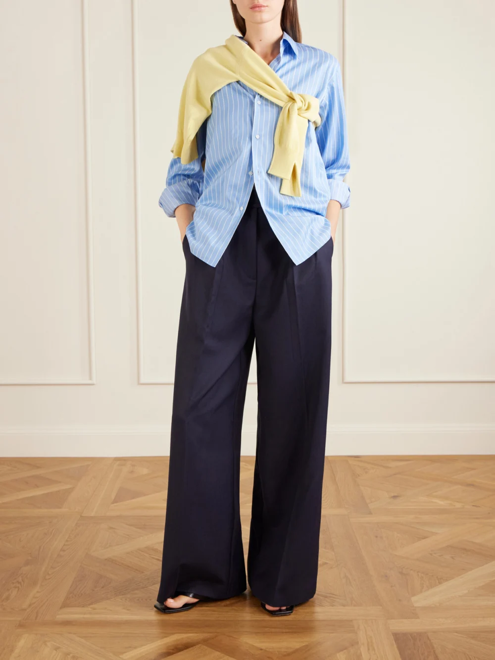 Auralee Striped Cotton and Silk-blend Shirt, worn by a model