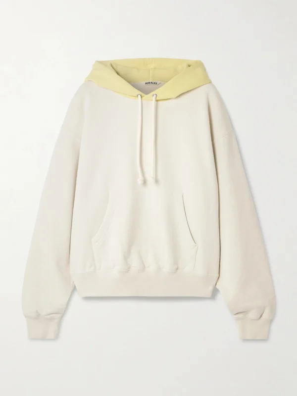Auralee Two-tone Cotton-jersey Hoodie