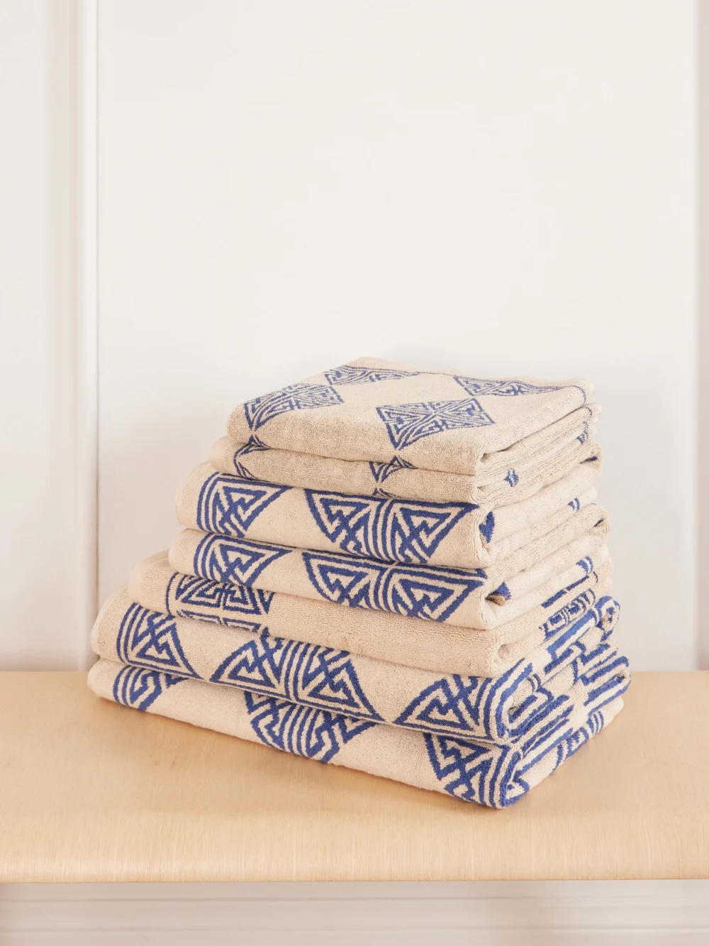 Autumn Sonata Agnes Complete Set of Seven Organic Cotton-terry Towels in blue