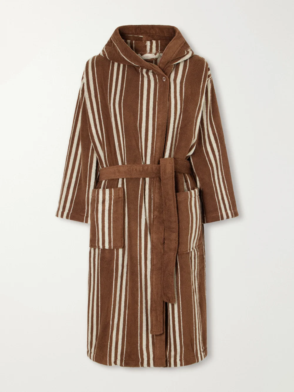 Autumn Sonata Charlotte Striped Cotton-terry Robe in brown