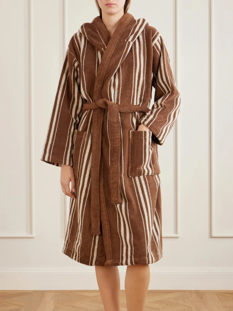 Autumn Sonata Charlotte Striped Cotton-terry Robe