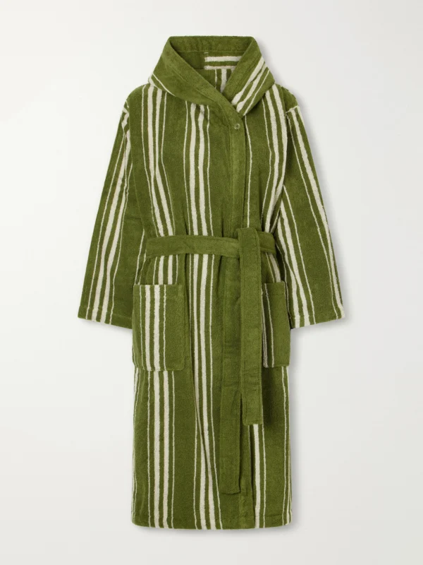 Autumn Sonata Charlotte Striped Cotton-terry Robe