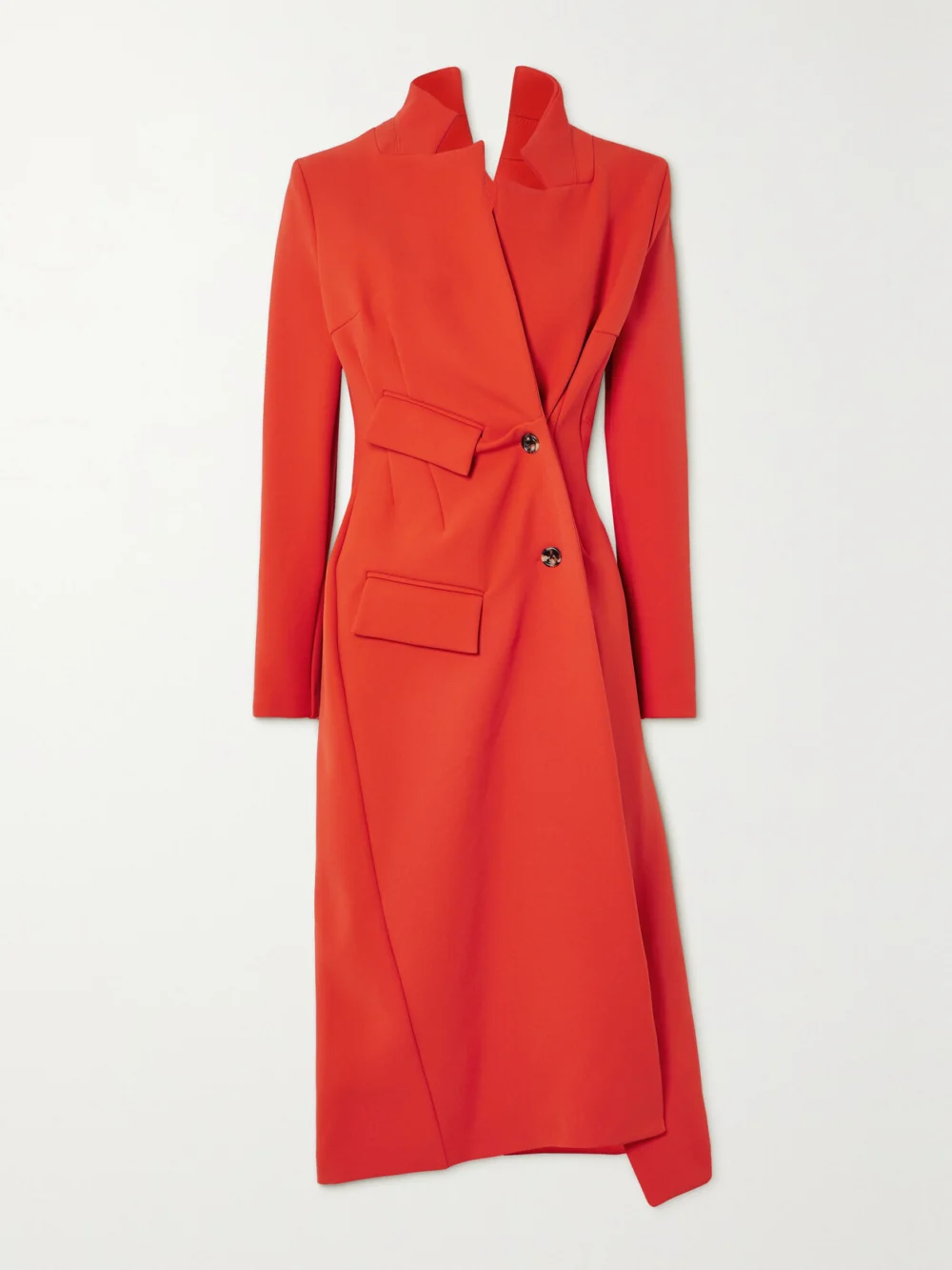 A.W.A.K.E. Mode Asymmetric Stretch-twill Coat in red