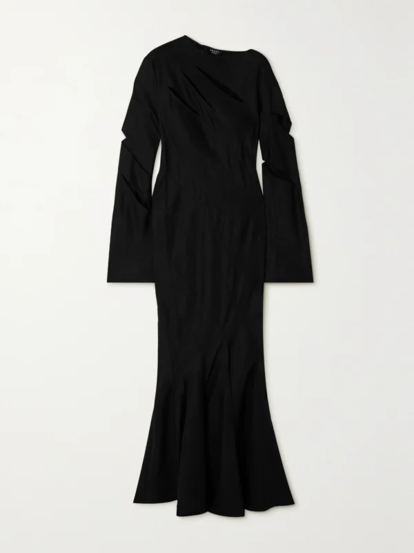 A.W.A.K.E. Mode Cutout Linen, Cupro and Cotton-blend Maxi Dress