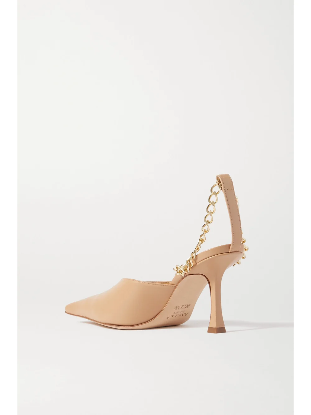 Back view of the A.W.A.K.E. Mode Lucrezia Chain-embellished Leather Pumps