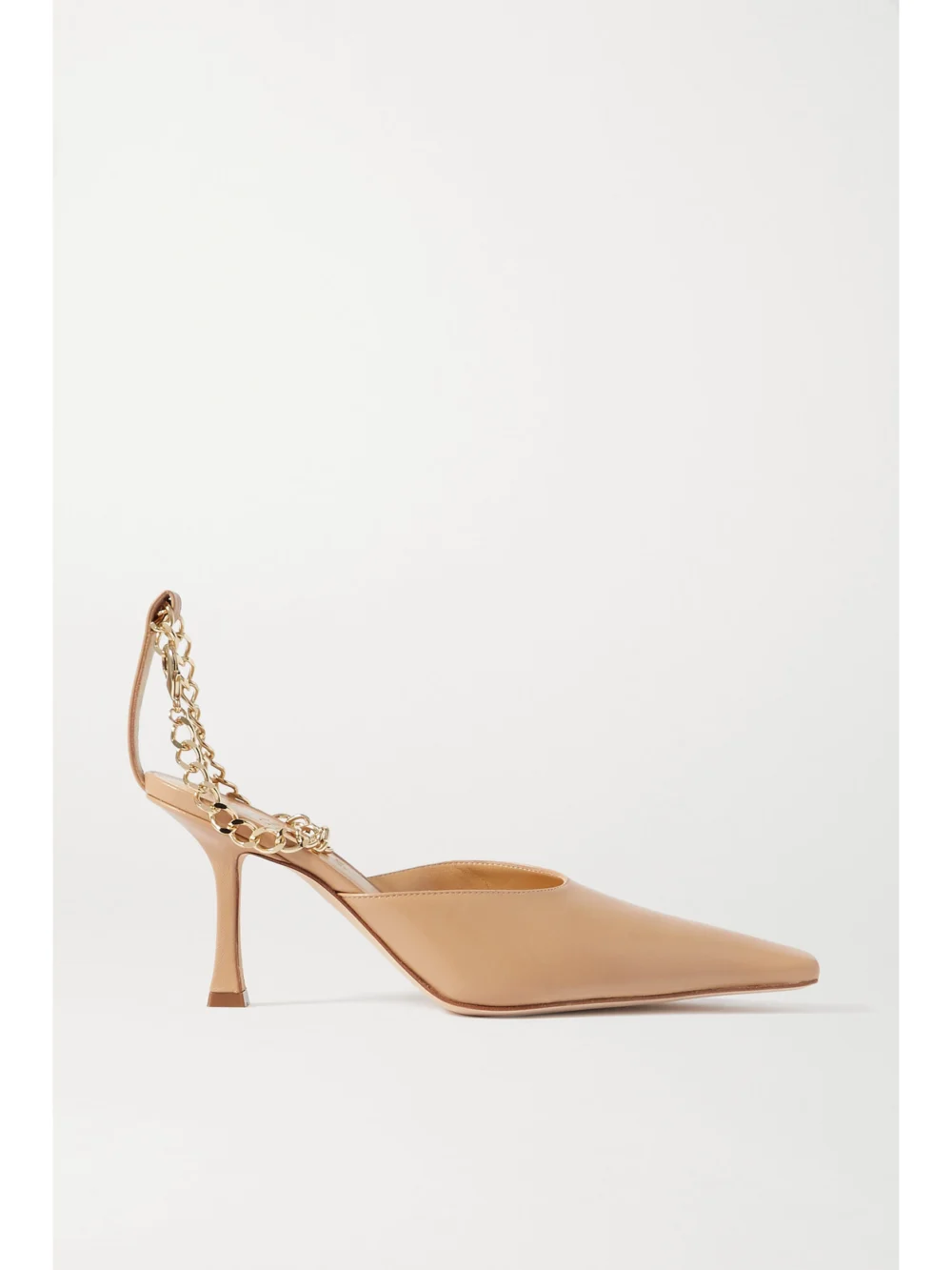 A.W.A.K.E. Mode Lucrezia Chain-embellished Leather Pumps in neutral