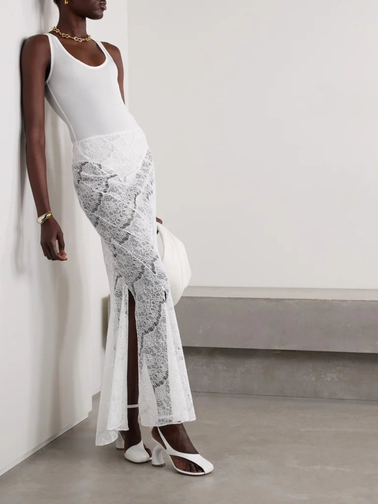 A.W.A.K.E. Mode Recycled-lace Maxi Skirt