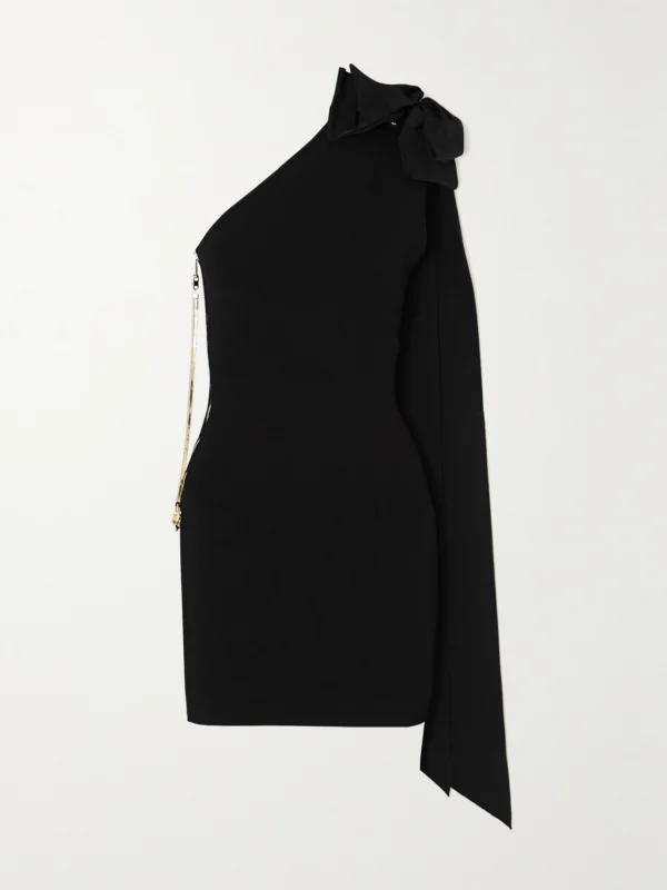 Az Factory Mybody One-shoulder Bow-detailed Stretch-knit Mini Dress
