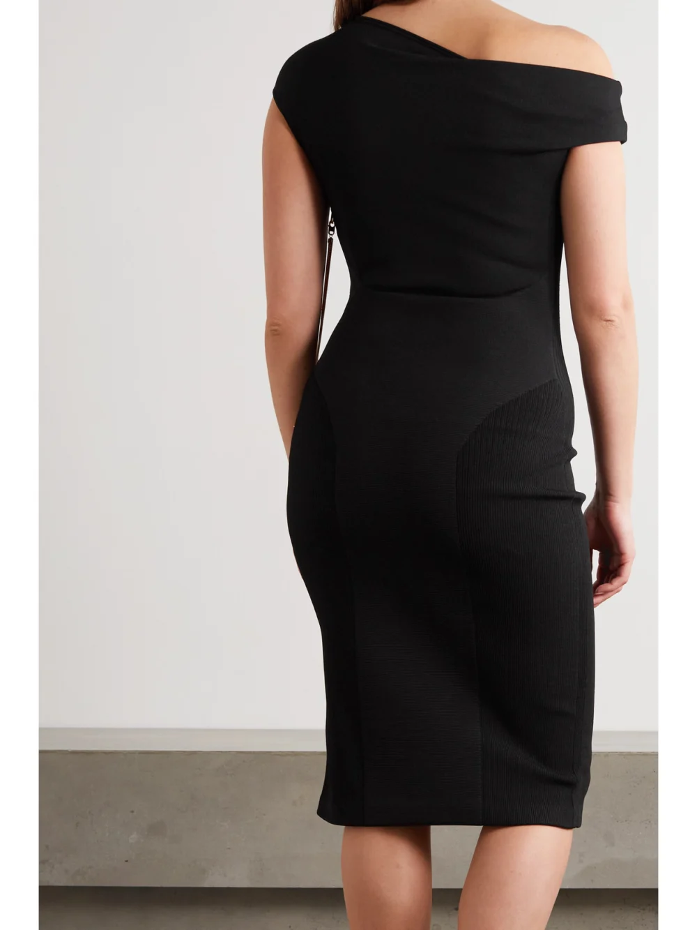 Back view of the Az Factory Mybody One-shoulder Knitted Midi Dress