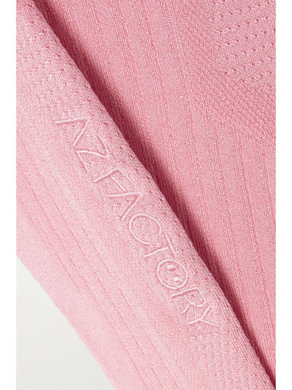 Close-up detail of the Az Factory Mybody Paneled Stretch-knit Leggings