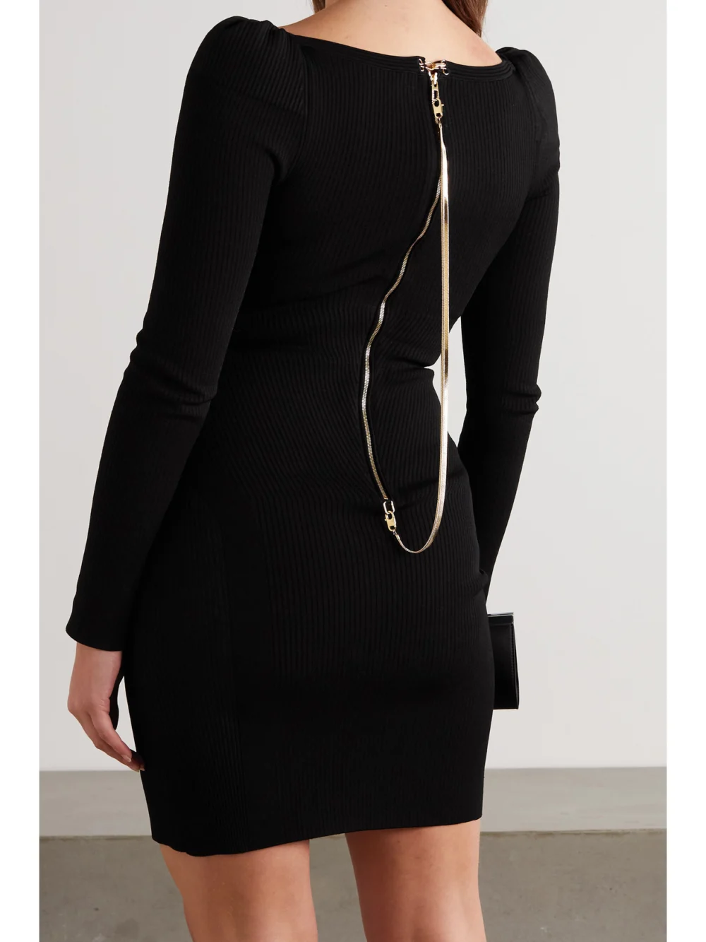 Back view of the Az Factory Mybody Ribbed Stretch-knit Mini Dress