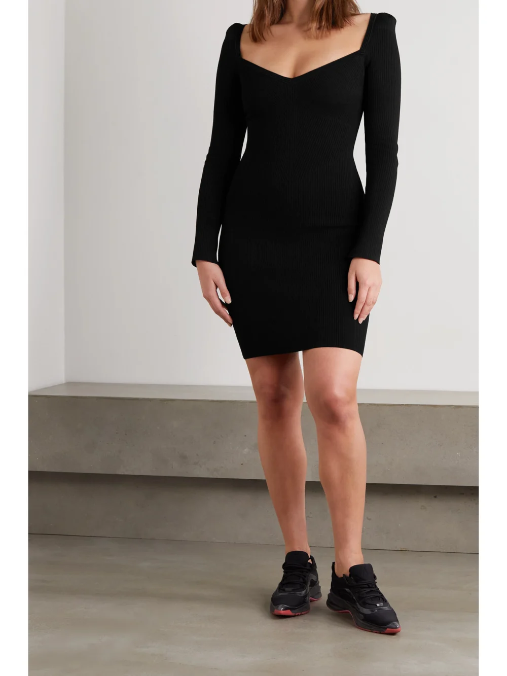 Az Factory Mybody Ribbed Stretch-knit Mini Dress, worn by a model