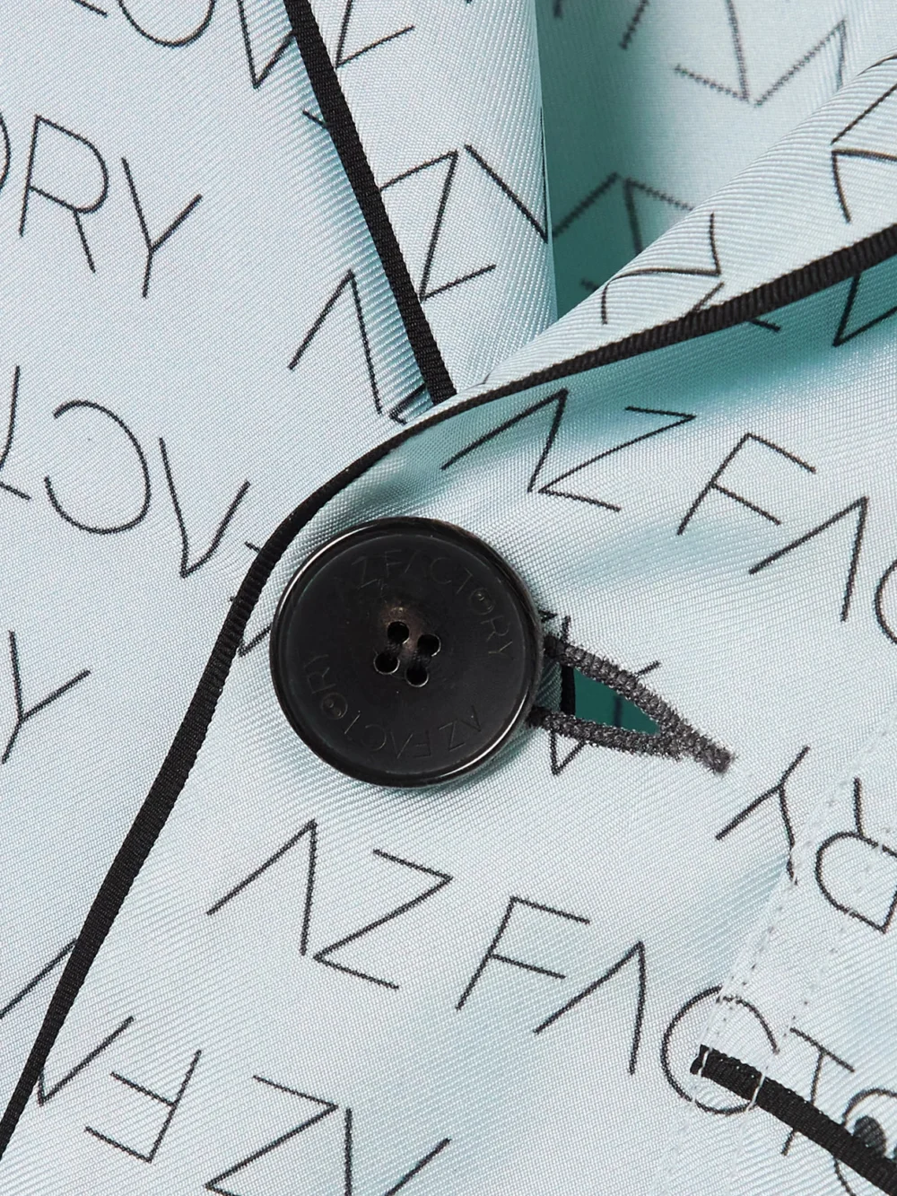 Close-up detail of the Az Factory Pijama Look But Don't Touch Printed Silk-twill Shirt