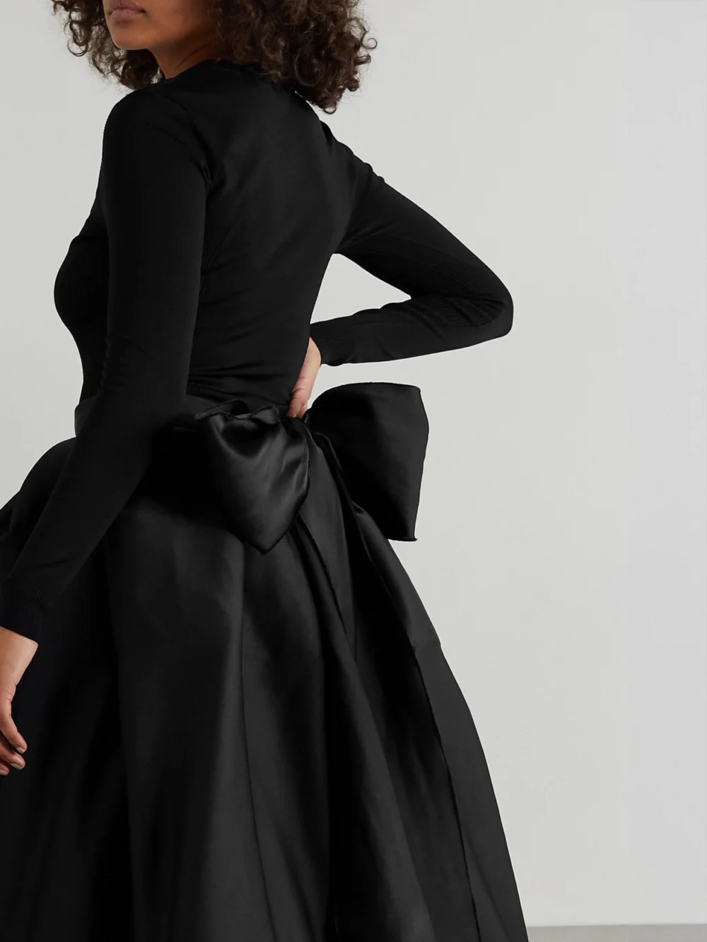 Back view of the Az Factory Switchwear Bow-detailed Recycled Duchesse-satin Maxi Skirt