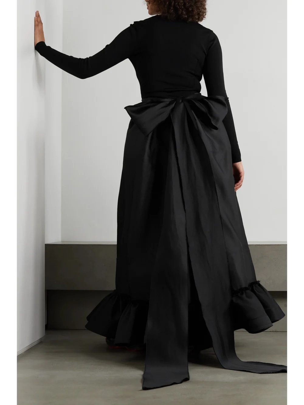 Az Factory Switchwear Bow-detailed Recycled Duchesse-satin Maxi Skirt, worn by a model