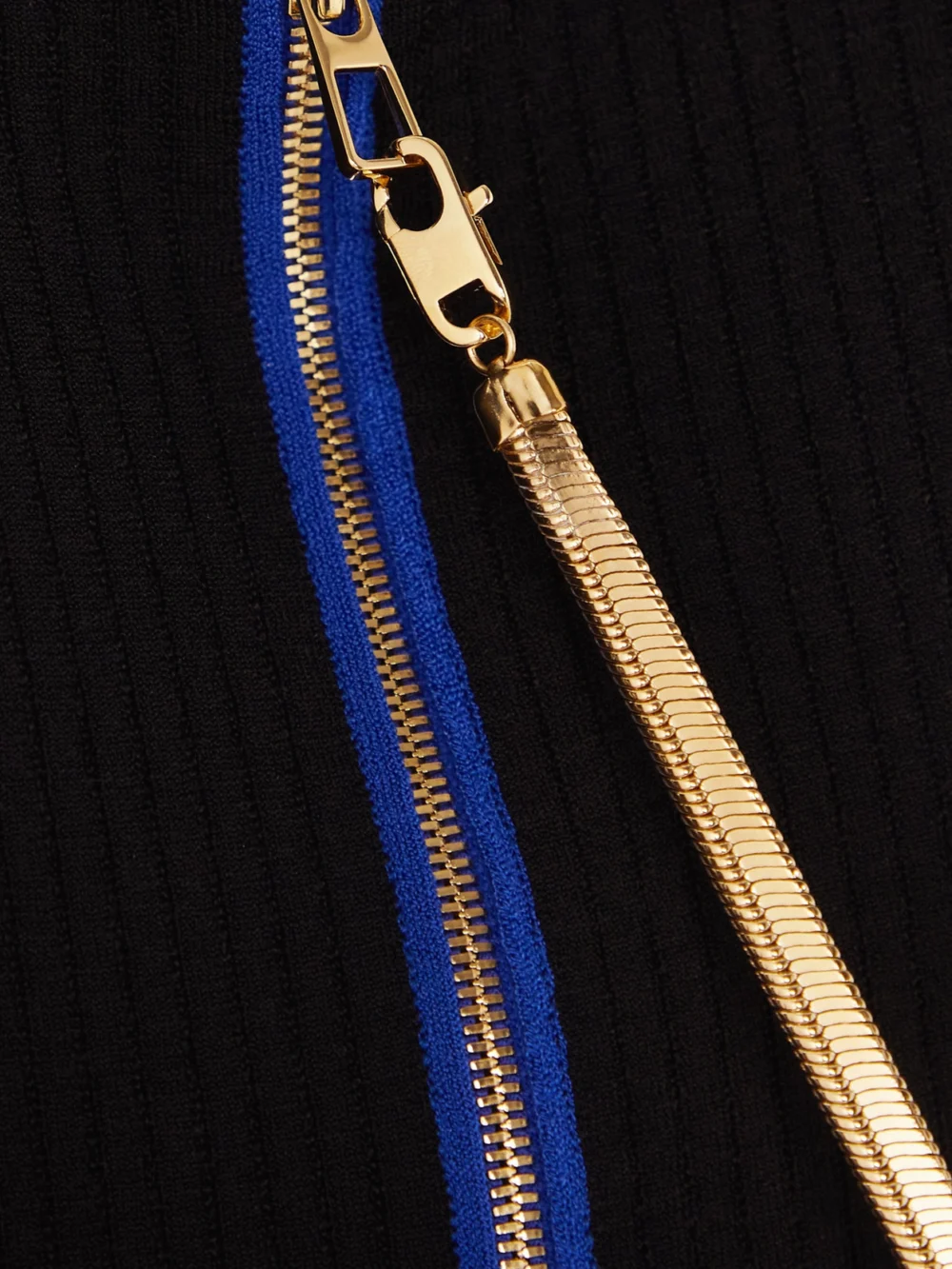 Close-up detail of the Az Factory Your Body Color-block Ribbed Stretch-knit Mini Dress
