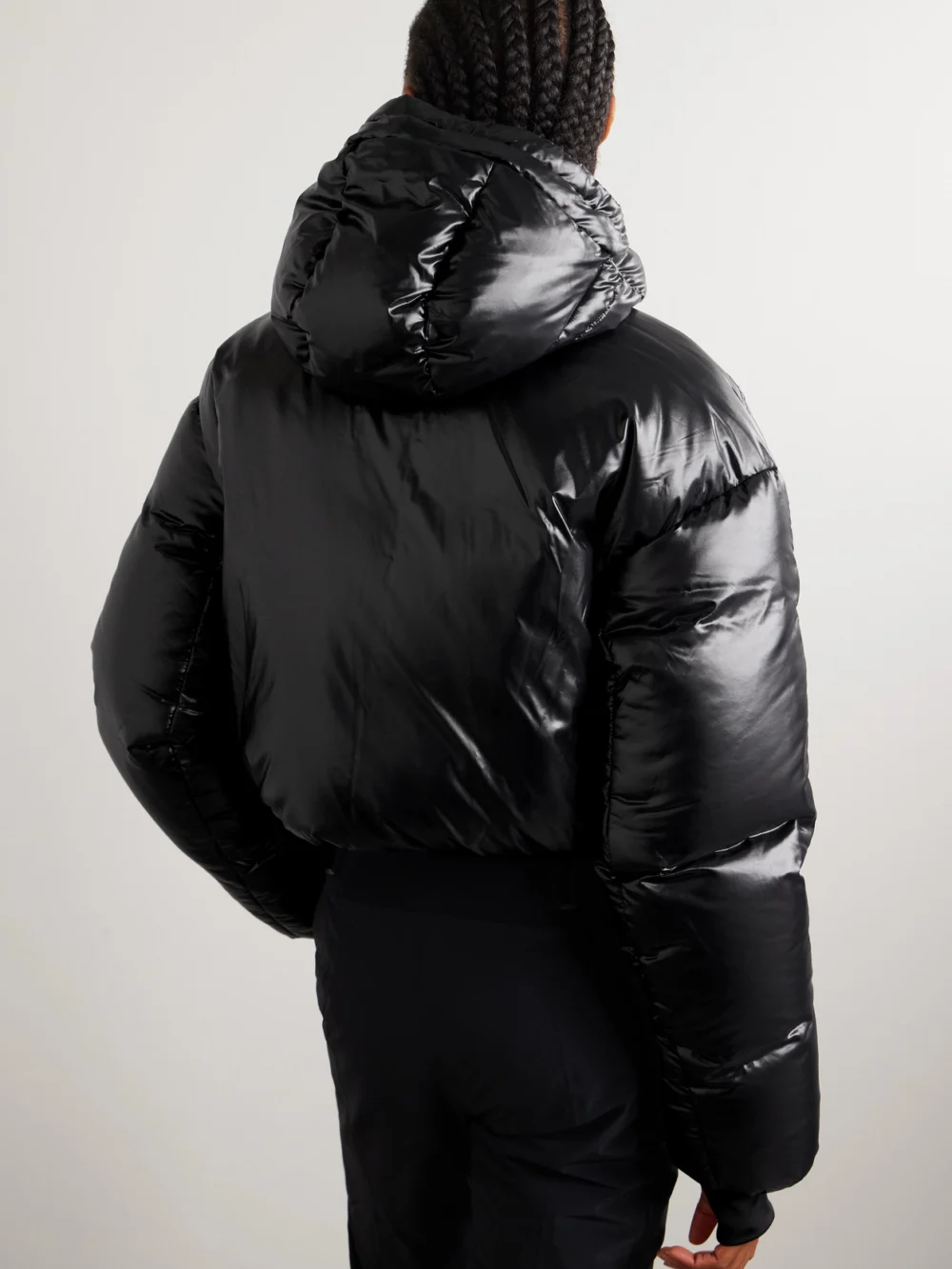 Back view of the Aztech Mountain Daisy Nuke Cropped Quilted Glossed-shell Down Jacket