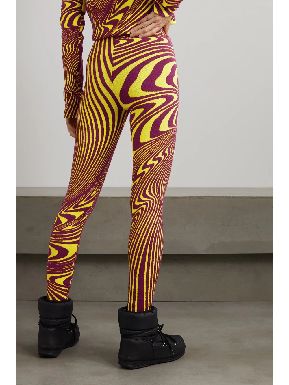 Back view of the Aztech Mountain + Ed Curtis Off-piste Jacquard-knit Leggings