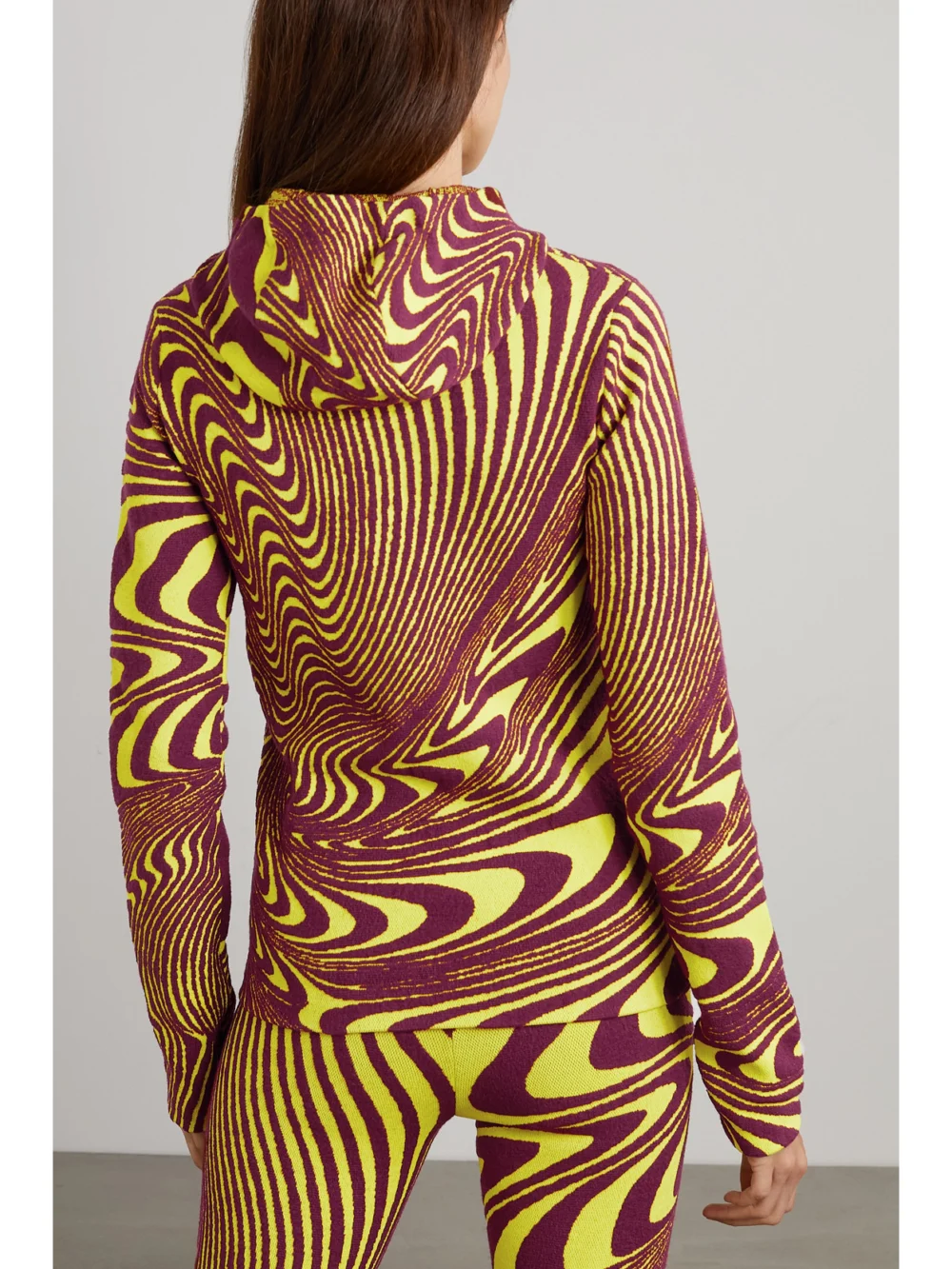 Back view of the Aztech Mountain + Ed Curtis Off-piste Wool-blend Jacquard Hoodie