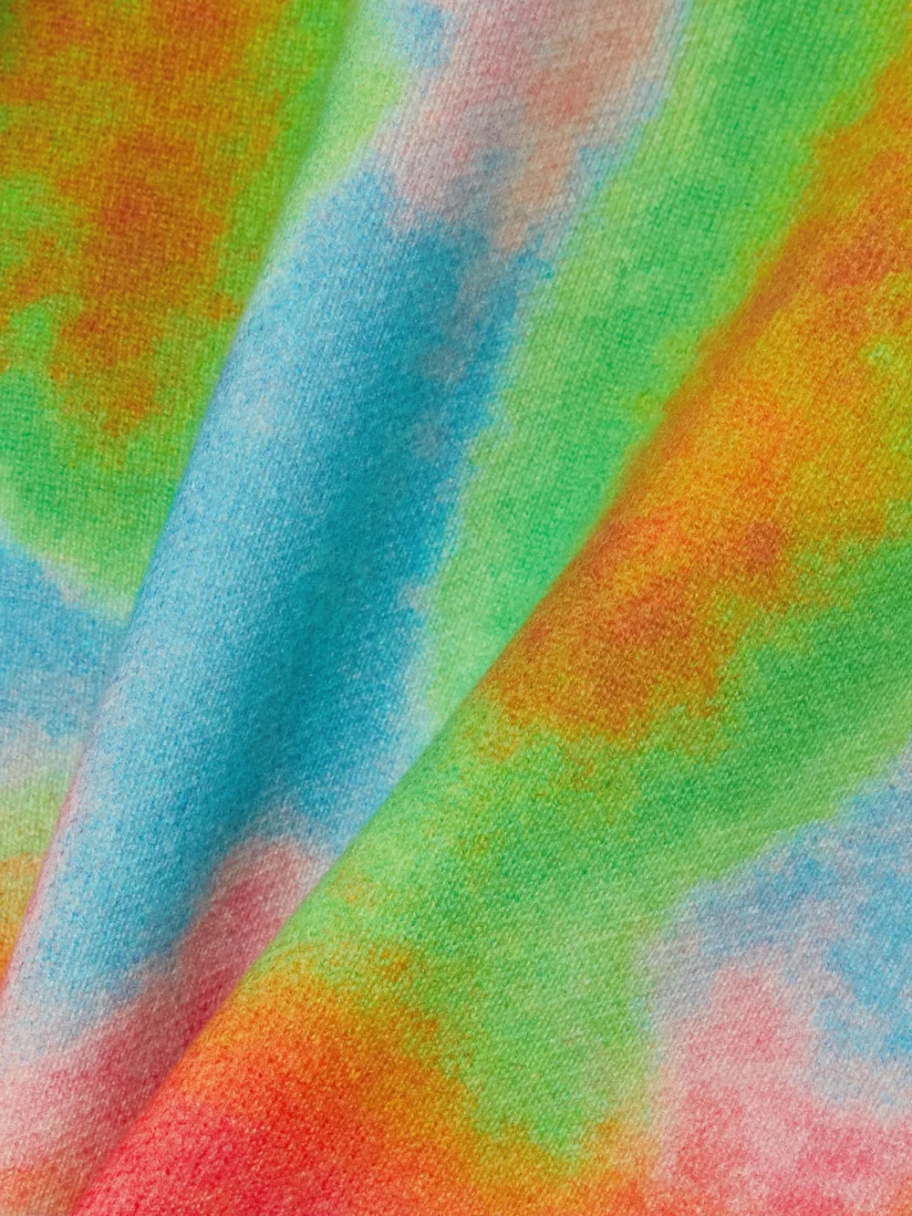 Close-up detail of the Aztech Mountain Gonzo Tie-dyed Cashmere Sweater