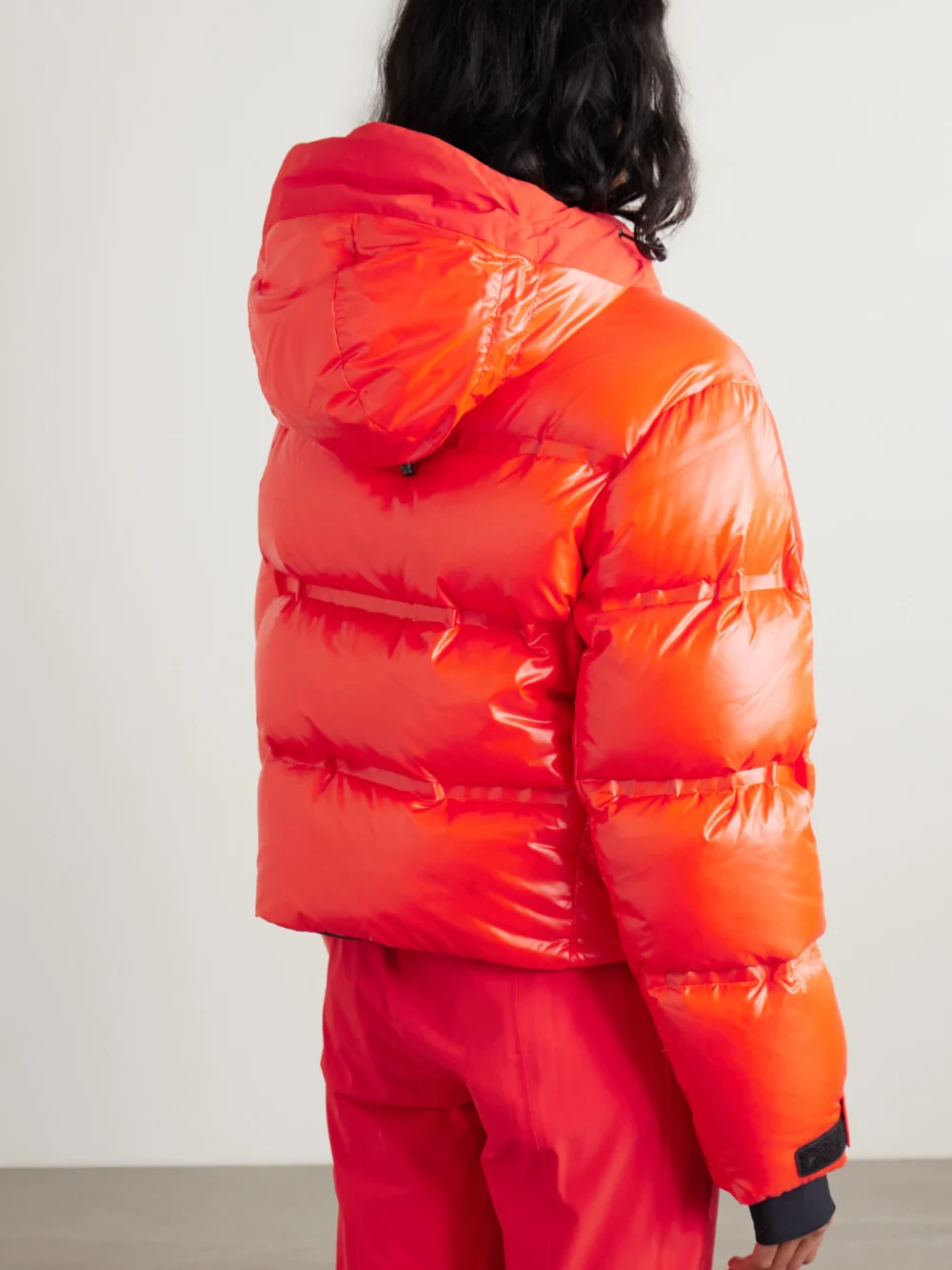 Back view of the Aztech Mountain Super Nuke Hooded Quilted Paneled Down Ski Jacket
